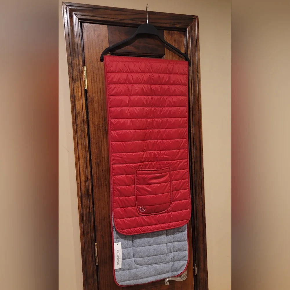Original Puffer Hug Red grey fleece  Pocketd Winter Ski Scarf Gift Unisex